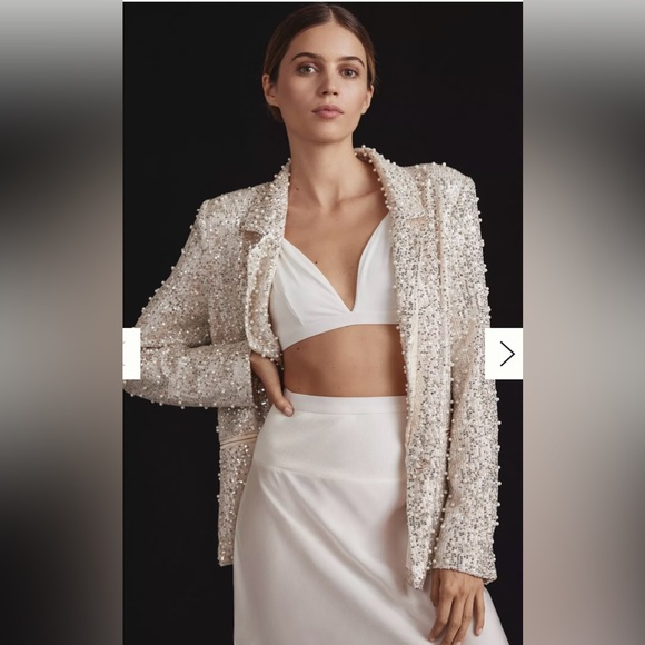 MABLE Pearl Sequin Mix Blazer - Picture 1 of 7